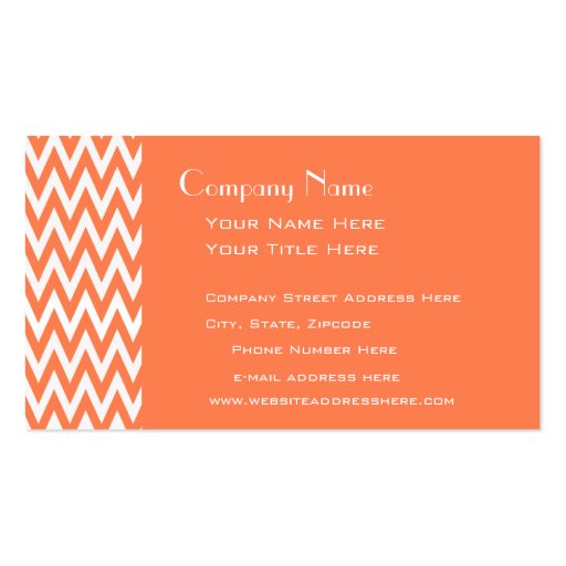 Coral Elegant Chevron Monogram Business Card (back side)