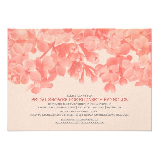 Coral Floral Bridal Shower Invitations