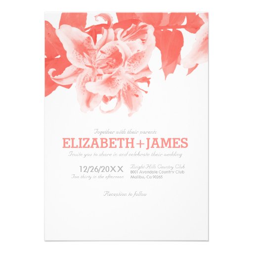 Coral Flower Wedding Invitations
