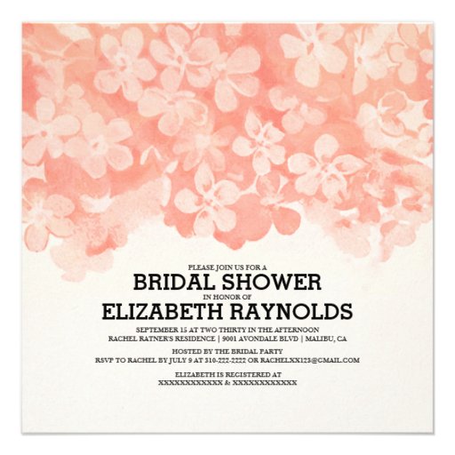 Coral Flowers Bridal Shower Invitations
