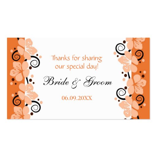 Coral Flowers Wedding Favor Gift Tags Thank You Business Card Template (front side)
