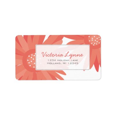 Coral Gerber Flowers Return Address Label