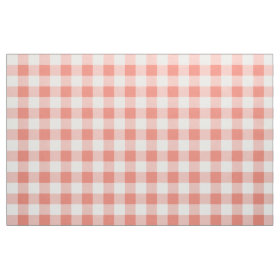 Coral Gingham Pattern Fabric