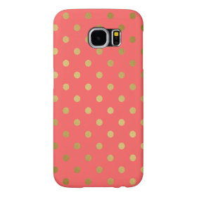 Coral Gold Glitter Polka Dots Pattern Samsung Galaxy S6 Cases