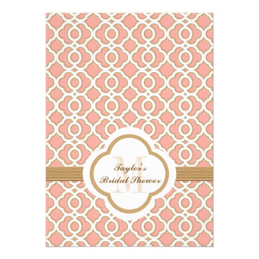 Coral Gold Moroccan Bridal Shower Invites