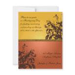 Coral Gold Textured Background and Brown Leaves Invitations