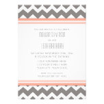 Coral Gray Chevron 16th Birthday Party Invitations