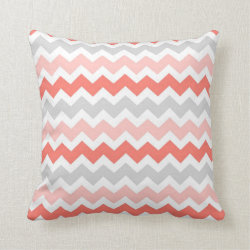 Coral Gray Chevron Decorative Pillow