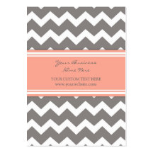 Coral Gray Chevron Retro Business Cards