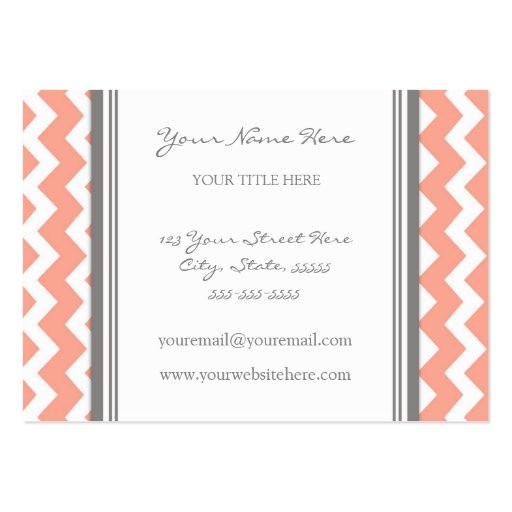 Coral Gray Chevron Retro Business Cards (back side)