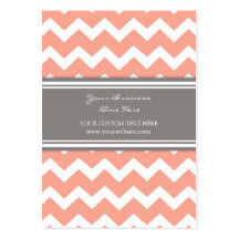 Coral Gray Chevron Retro Business Cards