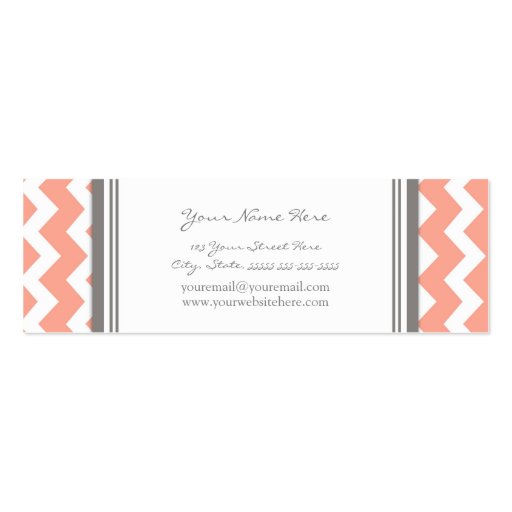 Coral Gray Chevron Retro Business Cards (back side)