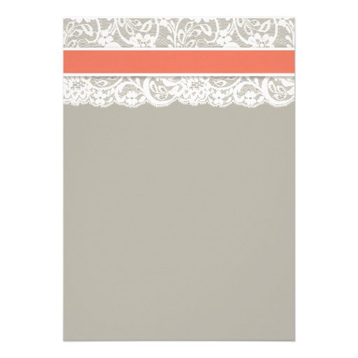 Coral Gray Lace Bridal Shower Invitation