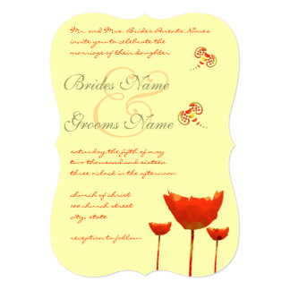 Coral butterfly wedding invitations