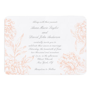 Coral Gray Vintage Floral Wedding Invitation 5