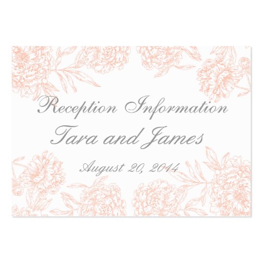 Coral Gray Vintage Wedding Reception Insert Card Business Card Template (front side)