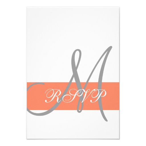 Coral Gray Wedding RSVP Card | Monogram Names (front side)
