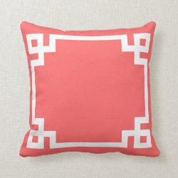 Coral Greek Key Pillow