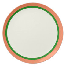 Coral Green and Ivory Plate