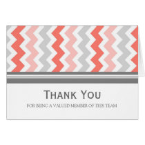 Coral Grey Chevron Employee Appreciation Card