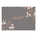 Coral Grey Floral RSVP Wedding Card