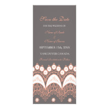 Coral Grey Wedding Save the Date Card
