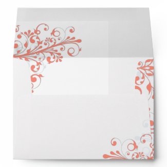 Coral, Grey, White Floral Wedding A-7 Envelopes envelope