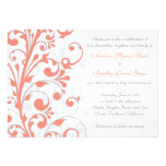 Coral, Grey, & White Floral Wedding Invitation