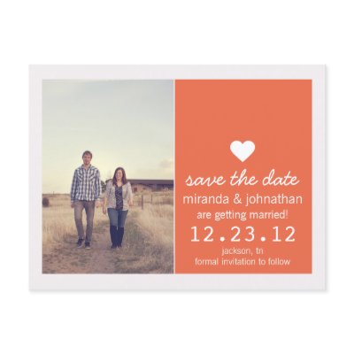Coral Heart Photo Save The Date Post Cards