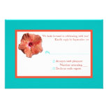 Coral Hibiscus and Aqua II Reply Card Personalized Invites
