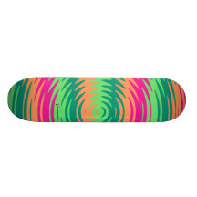 Coral Hot Pink Green Saw Blade Ripples Waves Patte Skateboard