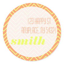 Coral Lime Zig Zag Address Label Sticker
