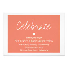 Coral Love Design Wedding Reception Cards Personalized Invites