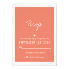 Coral Love Design Wedding RSVP Cards Invites
