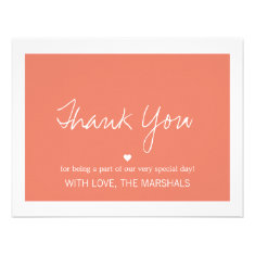 Coral Love Design Wedding Thank You Cards Custom Announcements