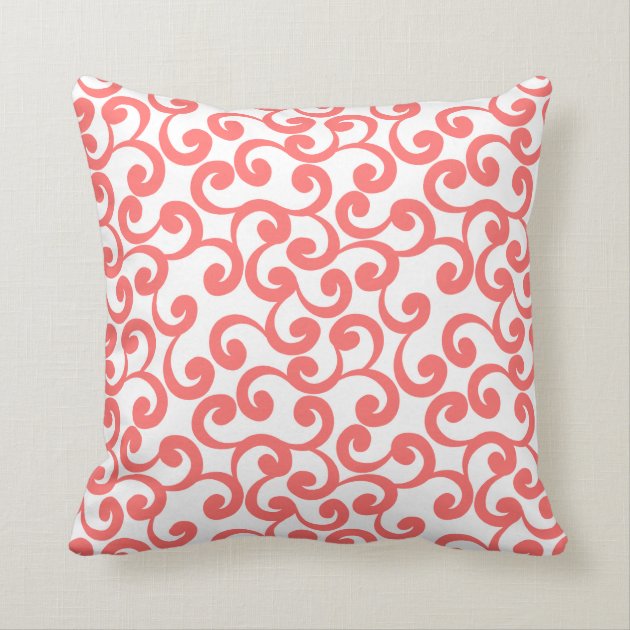 Coral Monogrammed Elements Print Throw Pillow