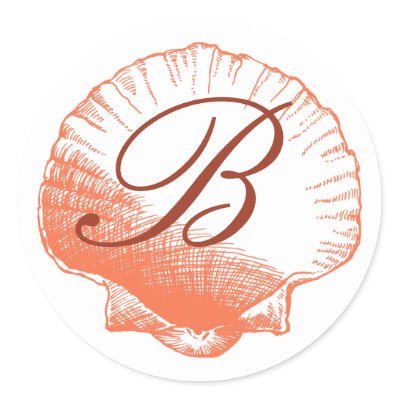 Coral Monogrammed Sea Shell Sticker