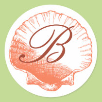 Coral Monogrammed Sea Shell Sticker stickers