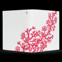 Coral Motif Red On White Binder binders