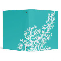 Coral Motif White on Aqua Binder by oph3lia Coral Motif White on Aqua Binder