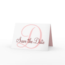 Coral on White Save the Date Monogram Card