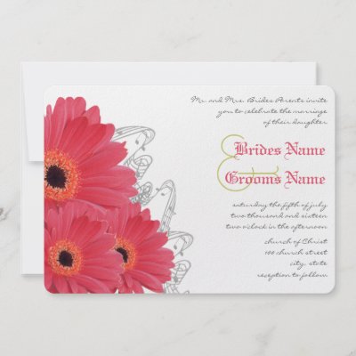 Coral Orange Gerber Daisy Wedding Invitation by samack