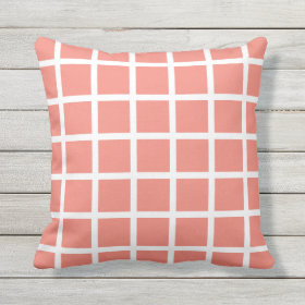 Coral Outdoor Pillows - Grid Check