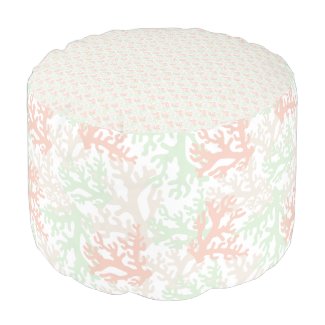 Coral Overlap Pastel Round Pouf