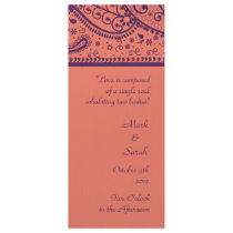 Coral Paisley Pattern Wedding Program Invites