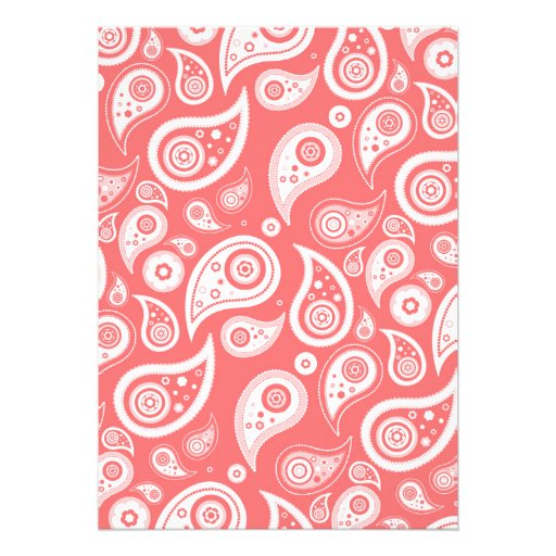 Coral Paisley Wedding Invitations