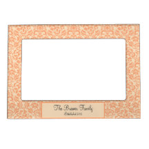 Coral / Peach Floral Magnetic Frame w/ Custom Text