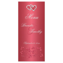 Coral Pink and Gray Floral Hearts Menu Card Full Color Rack Card
