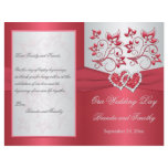 Coral Pink and Gray Floral Hearts Wedding Program Personalized Flyer