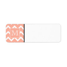 Coral Pink and White Chevron with Custom Monogram. Labels